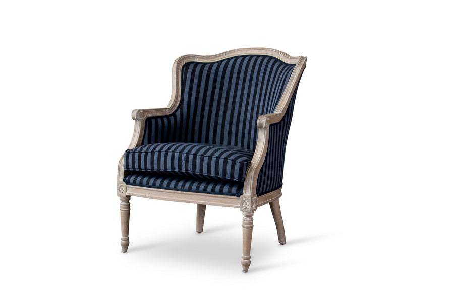 Baxton Studio Charlemagne Traditional French Black and Grey Striped Accent Chair Living Room Furniture ASS378Mi CG4