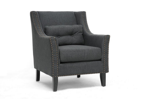 Baxton Studio Albany Dark Gray Linen Modern Lounge Chair Living Room Furniture BH-63709-Grey-CC