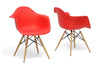 Image of Baxton Studio Pascal plastic Mid-Century Modern Shell Chair (Set of 2) Dining Room DC-866-Red