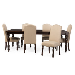 Zachary Chic French Vintage Oak Brown 7-Piece Dining Set with 72-inch Extendable Top Dining Sets Dining Room DC18836P 7PC Dining Set