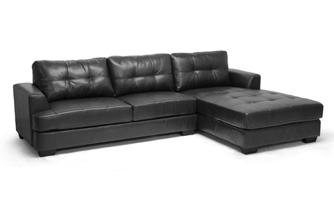 Baxton Studio Dobson Black Leather Modern Sectional Sofa Living Room Furniture IDS070LT-SEC-Black