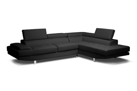Baxton Studio Selma Leather Modern Sectional Sofa Living Room Furniture IDS077P-Black RFC