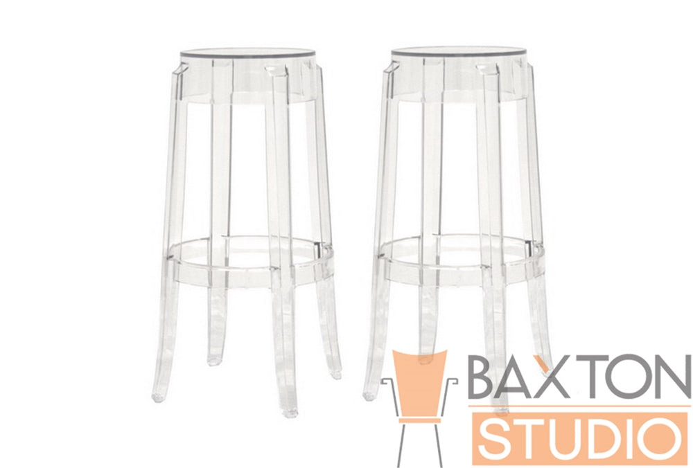 Baxton Studio Ghost Stools - Bettino Clear Acrylic Bar Height Bar Stools Set of 2 Bar Furniture PC-502A-clear