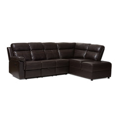 Baxton Studio Roland Modern and Contemporary Faux Leather 2-Piece Sectional with Recliner and Storage Chaise R1818