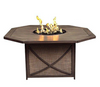 Image of CC Outdoor Living 5-Piece Aluminum Octagonal Smoke Gray Gas Fire Pit Table Set w/Tan Spring Chairs