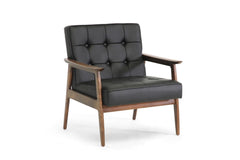 Baxton Studio Stratham Black Mid-Century Modern Club Chair Living Room Furniture Wiki-CN-J-Black
