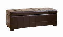 Baxton Studio Walter Brown Leather Tufted Large Storage Bench Ottoman Living Room Furniture Y-105-001-dark brown