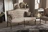 Image of Baxton Studio Oliver French Provincial Style Weathered Oak Wood Beige Fabric Button-tufted Upholstered 3-seater Sofa Living Room Furniture ASS560Mi-CG4
