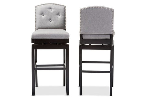 Baxton Studio Ginaro Modern and Contemporary Faux Leather Button-tufted Upholstered Swivel Bar Stool (Set of 2) Bar Furniture BBT5220