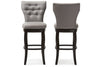 Image of Baxton Studio Leonice Modern and Contemporary Dark Brown Faux Leather Upholstered Button-tufted 29-Inch Swivel Bar Stool (Set of 2) Bar Furniture BBT5222