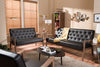 Image of Baxton Studio Sorrento Mid-century Retro Modern Black Faux Leather Upholstered Wooden 3 Piece Living room Set Living Room Furniture BBT8013-3PC Set