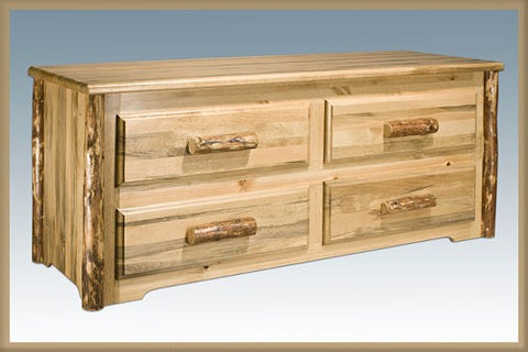Montana Woodworks Glacier Country Log 4 Drawer Sitting Chest MWGCSC