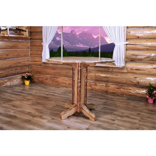 Montana Woodworks Glacier Country Log Pedestal Pub Table MWGCPTT