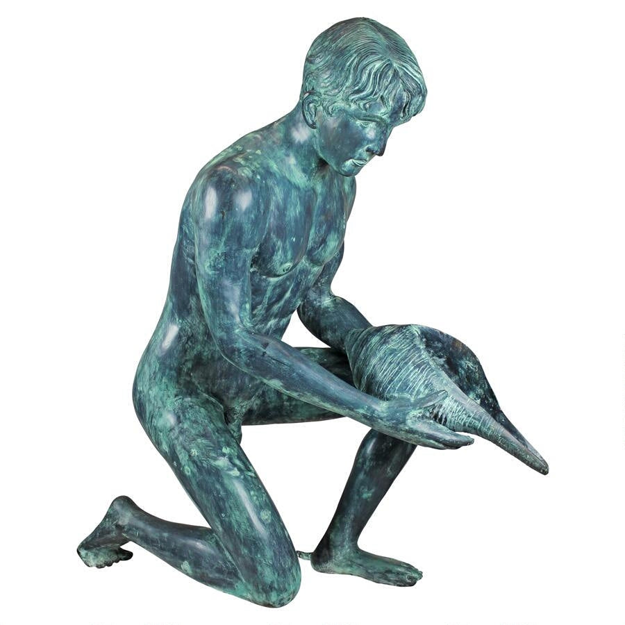 Design Toscano Man with Shell Bronze Sculpture SU9205