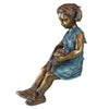 Image of Design Toscano Sitting Savannah, Girl with Dog Cast Bronze Garden Statue PN6341
