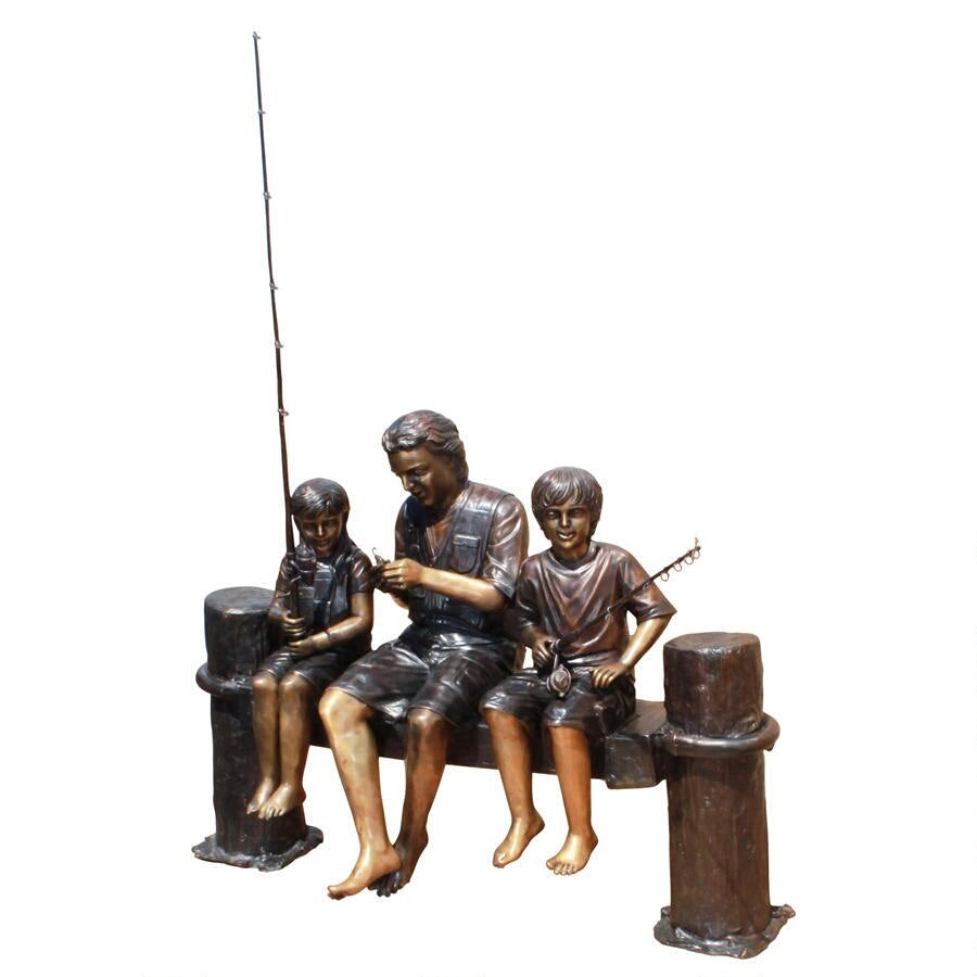 Design Toscano Fishing Family Cast Bronze Garden Statue PB1050