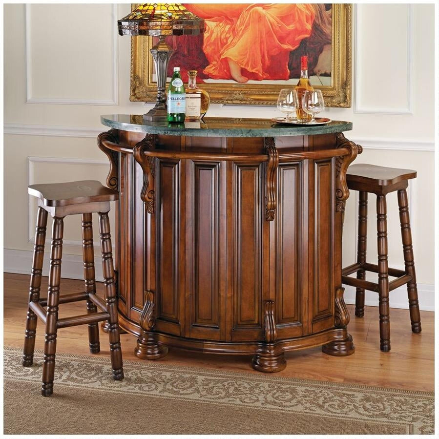 Design Toscano The Lion & Rose Marble-Topped English Bar Pub AE6575