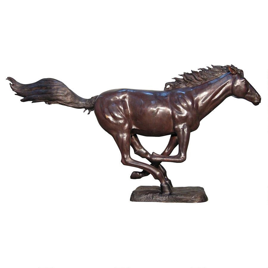 Design Toscano Racing the Wind, Running Horse Cast Bronze Garden Statue KW74324