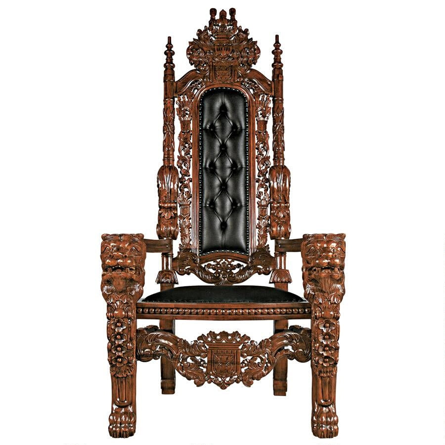 Design Toscano The Lord Raffles Leather Lion Throne Chair AF51207