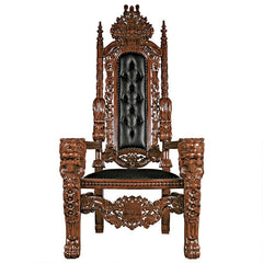 Design Toscano The Lord Raffles Leather Lion Throne Chair AF51207