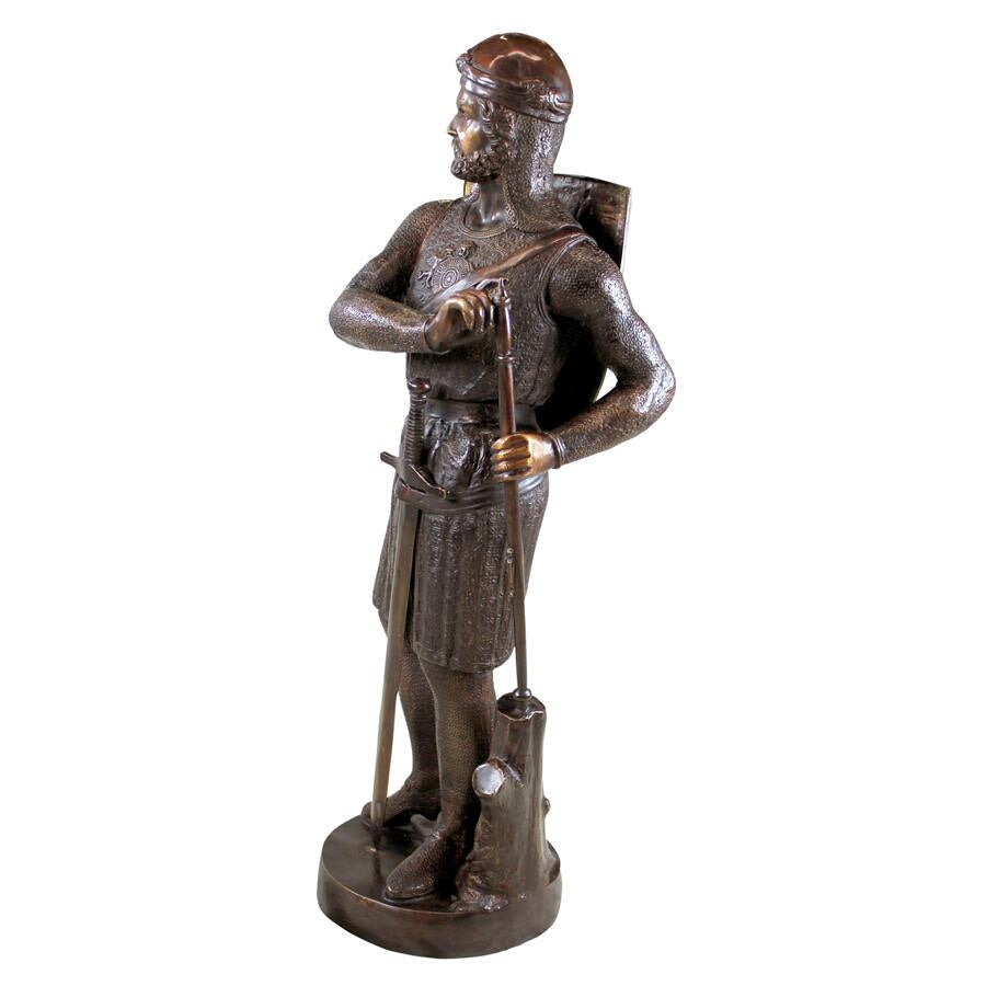 Design Toscano Battle Ready, Medieval Soldier Cast Bronze Garden Statue SU2889