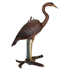 Design Toscano Standing Heron in Reeds Cast Bronze Garden Statue KW81110