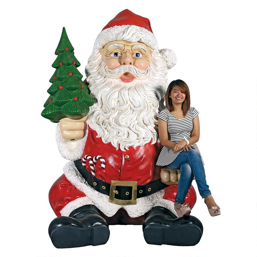 Design Toscano Giant Sitting Santa Claus Statue with Hand Seat NE140080