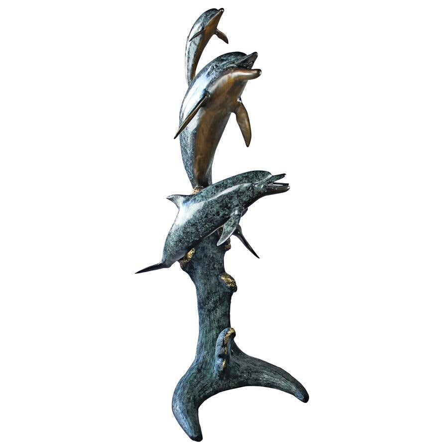 Design Toscano "Los Tres Amigos" Dolphin Family Cast Bronze Garden Statue KW94212