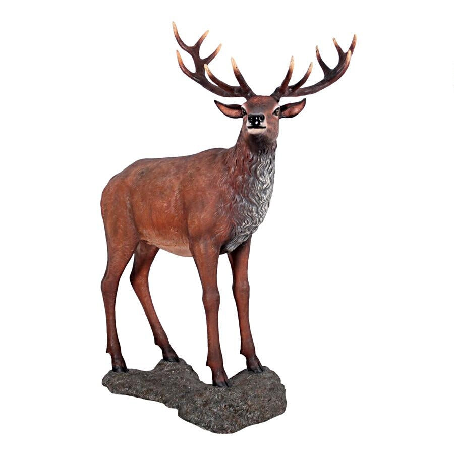 Design Toscano Grand-Scale Red Deer Buck Statue with Base NE130058
