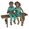 Image of Design Toscano Read to Me, Boy and Girl on BenchCast Bronze Garden Statue PN7303