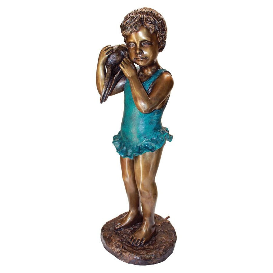 Design Toscano Sea Shell Sounds Standing Girl Cast Bronze Garden Statue PN6572