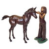 Image of Design Toscano Preening Equestrian Girl and Horse Cast Bronze Garden Statue Set PB91045