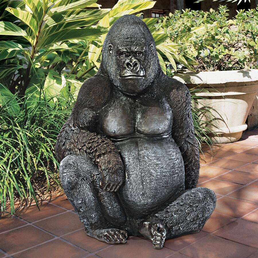 Design Toscano Black-back Western Lowland Gorilla Giant Great Ape Statue NE9009