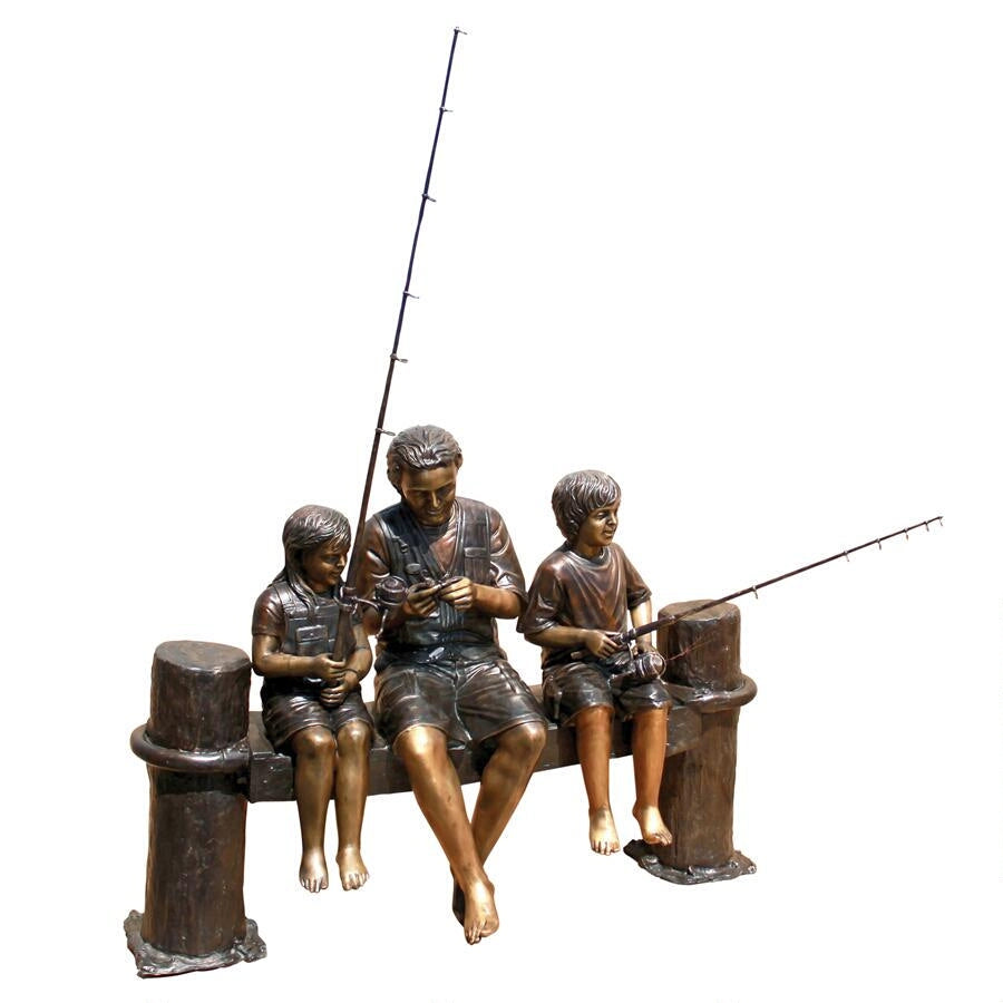Design Toscano Fishing Family Cast Bronze Garden Statue PB1050