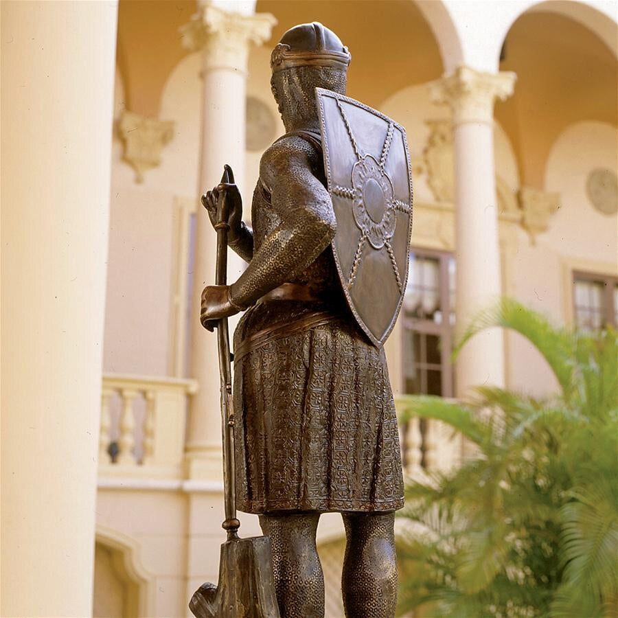 Design Toscano Battle Ready, Medieval Soldier Cast Bronze Garden Statue SU2889