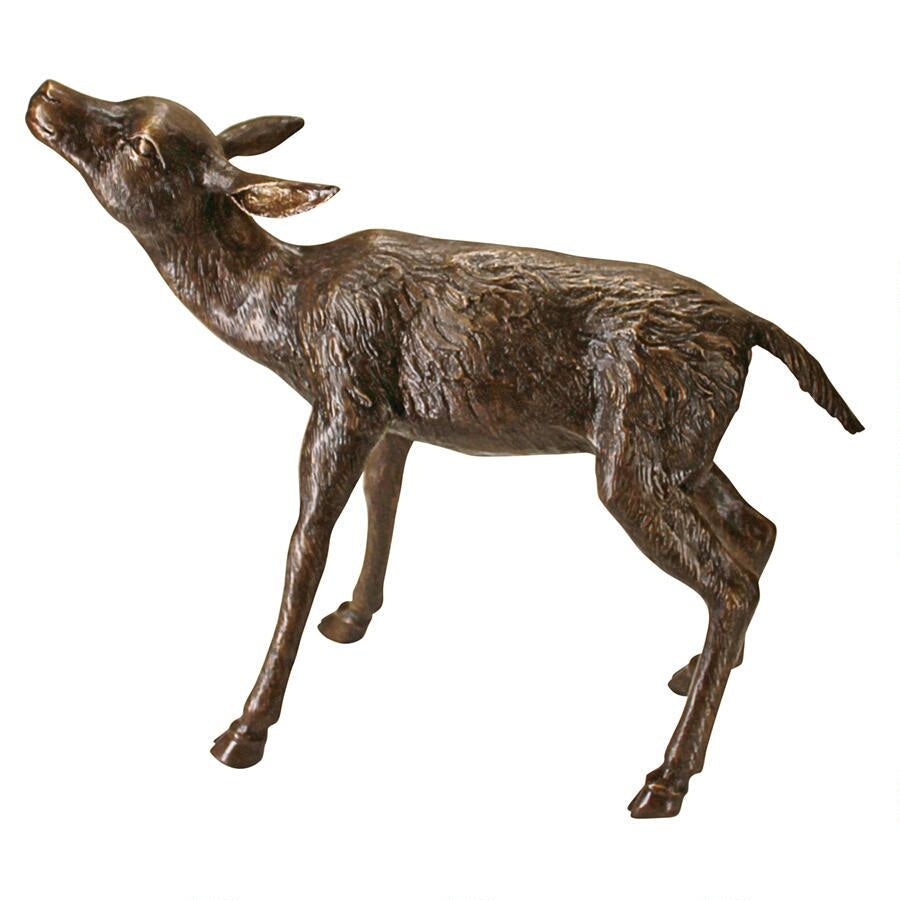 Design Toscano Standing Baby Fawn Deer Cast Bronze Garden Statue AS223682
