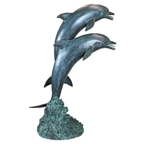 Design Toscano Twin Dolphins in Tandem Bronze Garden Statue PK739