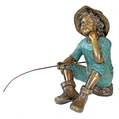 Design Toscano Fish Wish Fisherboy Cast Bronze Garden Statue PN6961