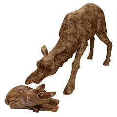 Design Toscano Mother Deer Doe Nudging Baby Fawn Cast Bronze Garden Statue Set KW919456