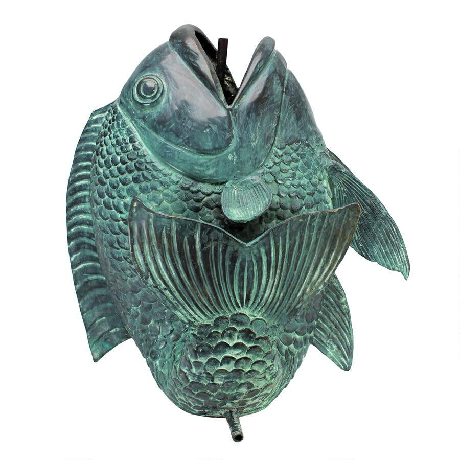Design Toscano Dancing Asian Fish Bronze Spitting Garden Statue Collection: Large SU1028