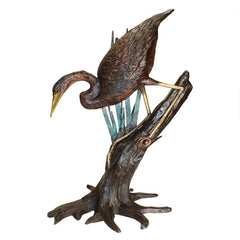 Design Toscano Fishing Heron in Reeds Cast Bronze Garden Statue KW81115