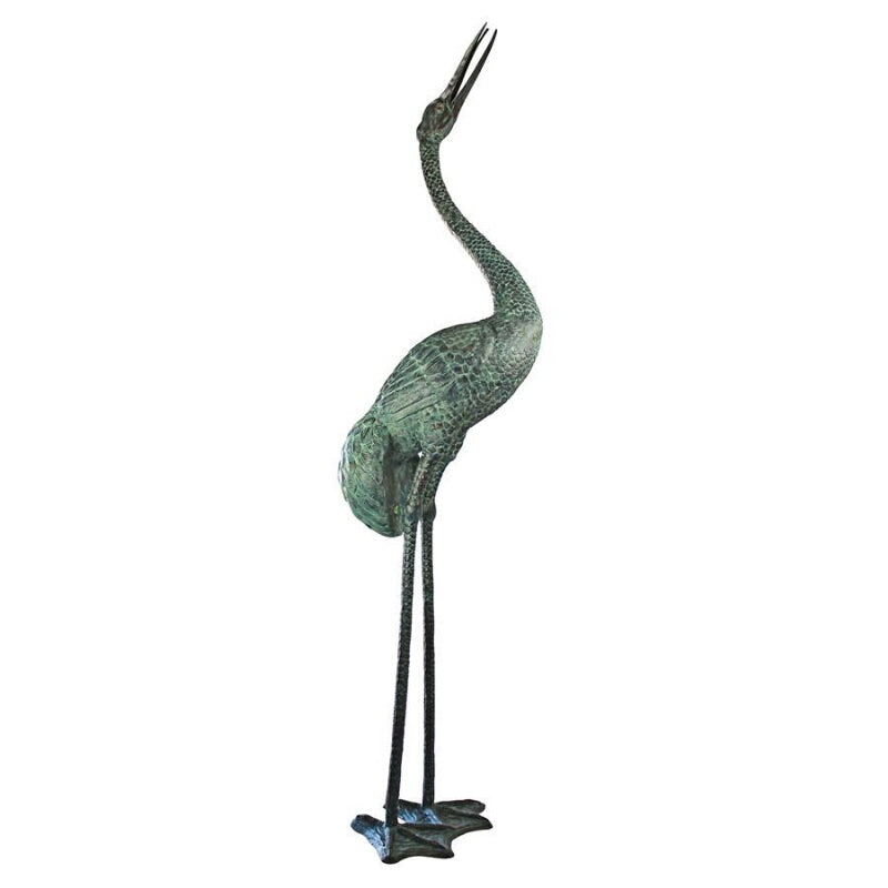 Design Toscano Colossal Straight Neck Crane Bronze Garden Statue PK7452