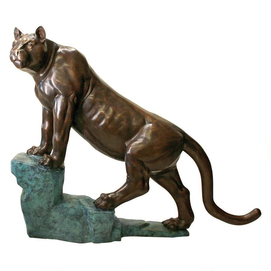 Design Toscano Cougar on a Rock Cast Bronze Garden Statue KW28995