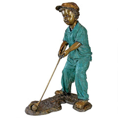 Design Toscano Gabe The Boy Golfer Cast Bronze Garden Statue PN6549