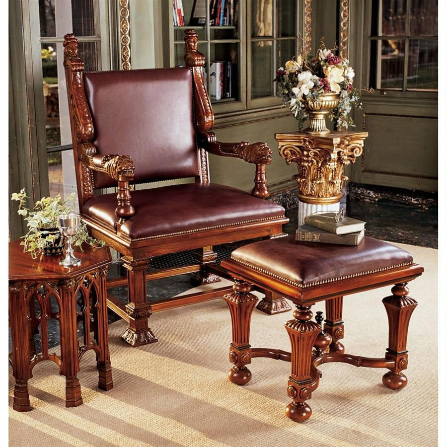 Design Toscano Lord Cumberland's Throne Chair and Foot Stool AF91366