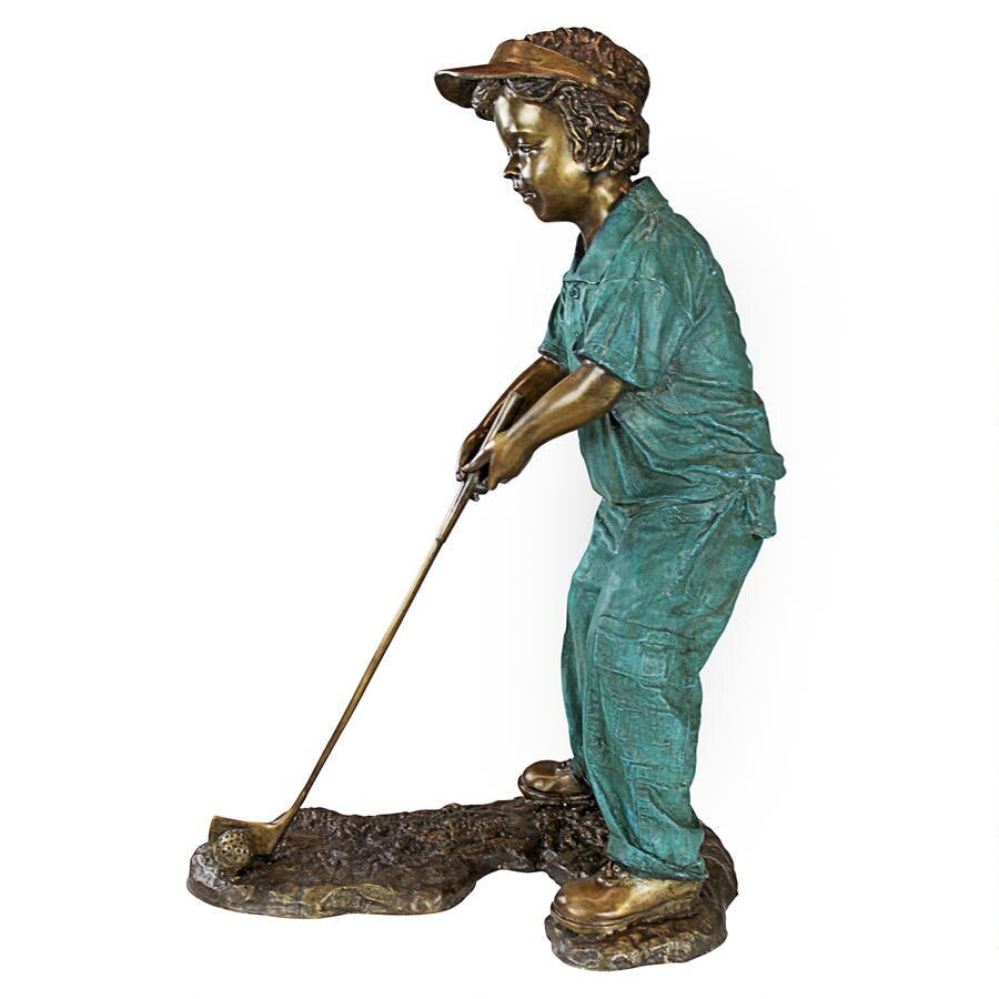 Design Toscano Gabe The Boy Golfer Cast Bronze Garden Statue PN6549