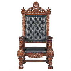 Design Toscano The Fitzjames Hand-Carved Solid Mahogany Throne Chair AF1204