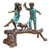 Image of Design Toscano The Adventure, Boy and Girl on Log Cast Bronze Garden Statue PN7064