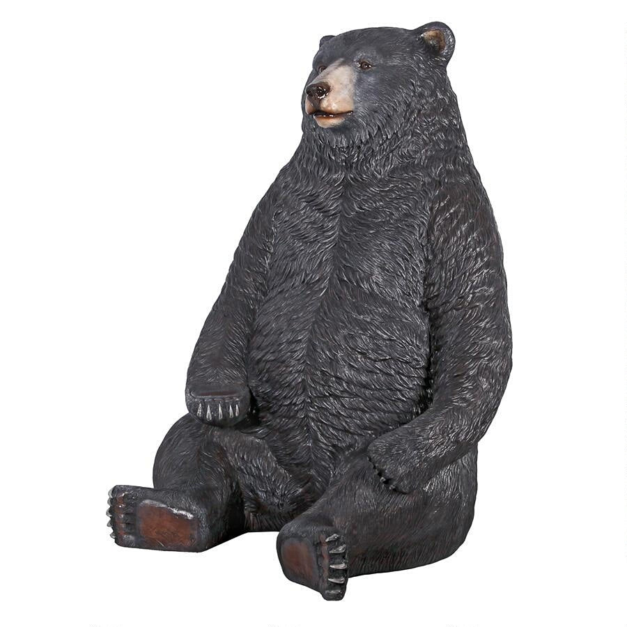 Design Toscano Sitting Pretty Oversized Black Bear Statue with Paw Seat NE867226