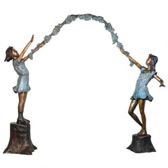 Design Toscano Racing Grand Scale Flower Arbor Kids Cast Bronze Garden Statue KW28605